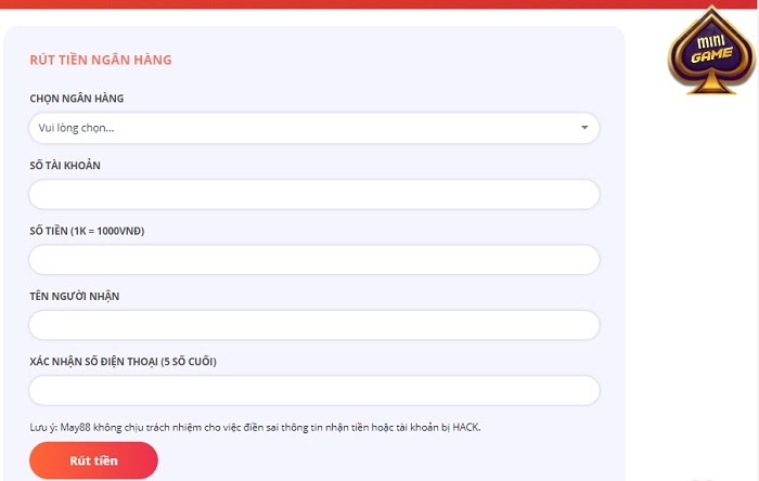 Hướng dẫn nạp tiền/rút tiền tại nhà cái May88