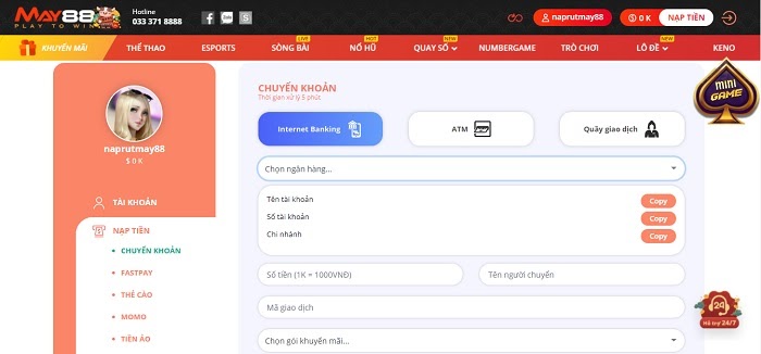 Thanh toán tại nhà cái May88 có thật sự tiện lợi?