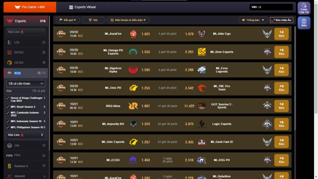 Hình ảnh cá độ KOG May88