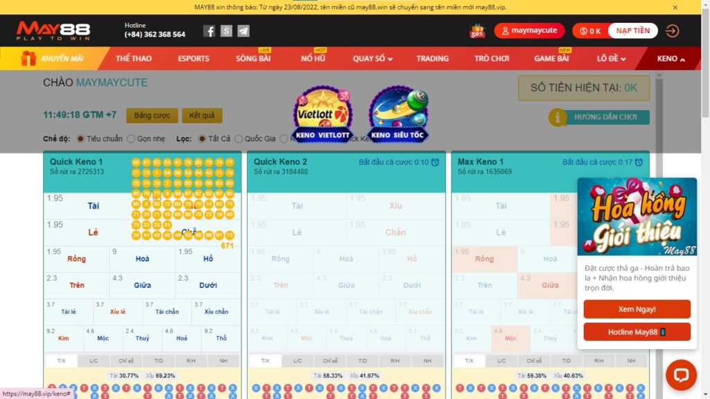Hình ảnh xổ số Keno May88