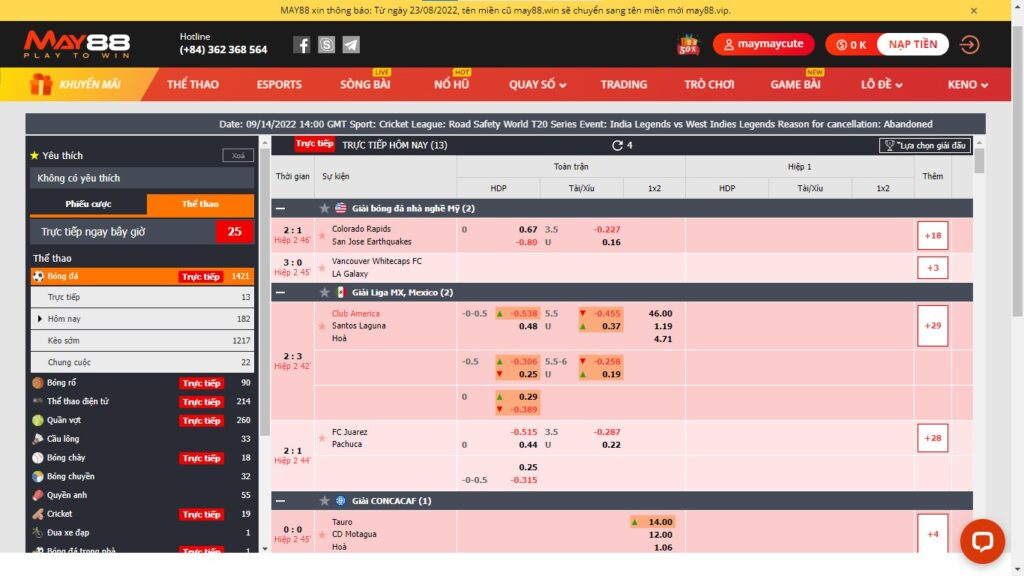 Kèo tài xỉu May88