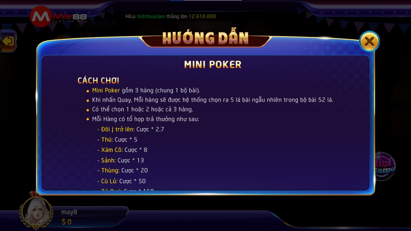 Hình ảnh Mini Poker May88 2