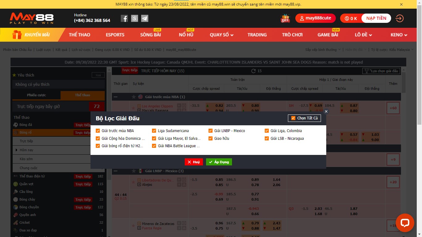 Cá độ bóng rổ May88