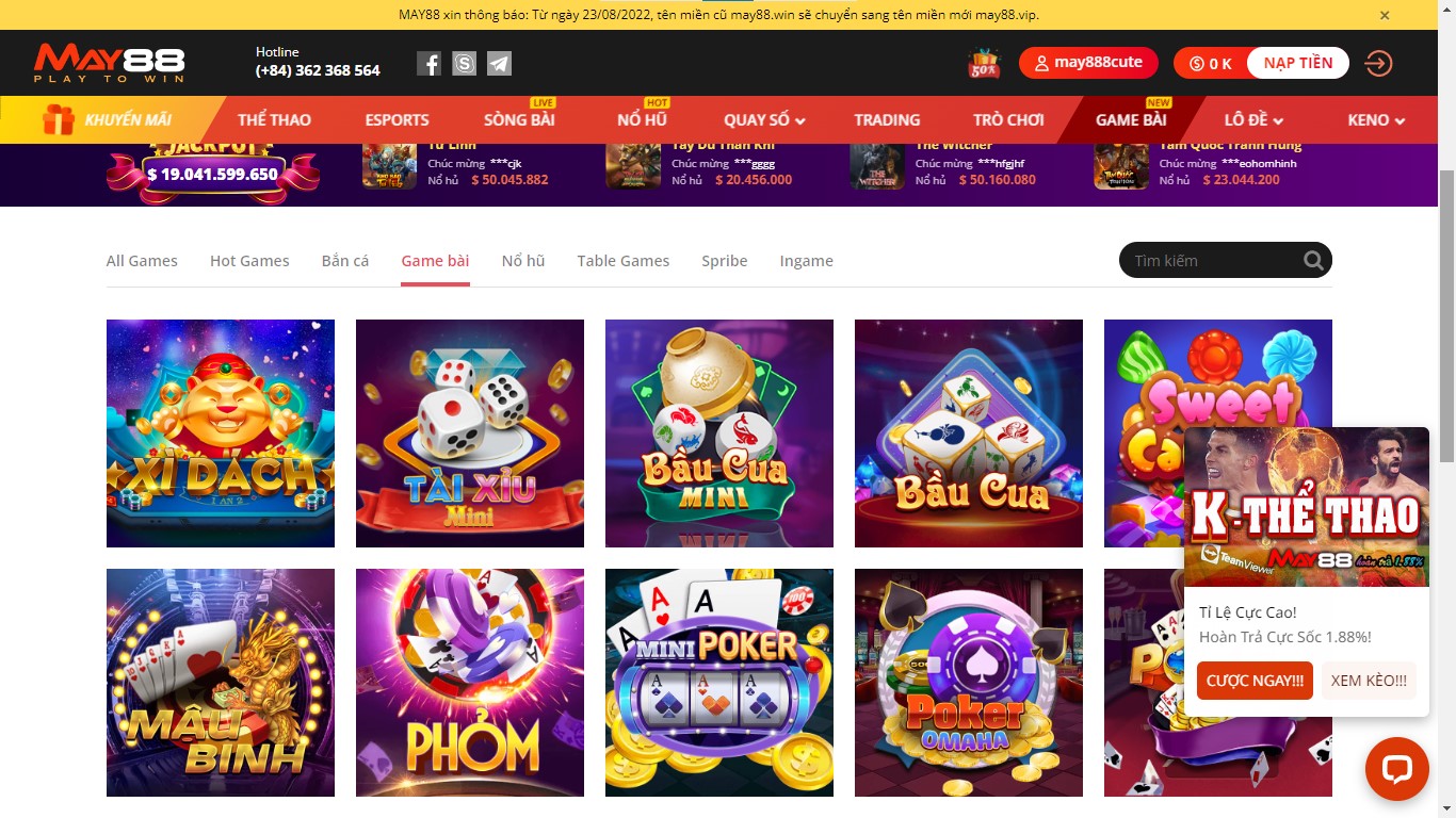 game bai doi thuong hay live casino May88