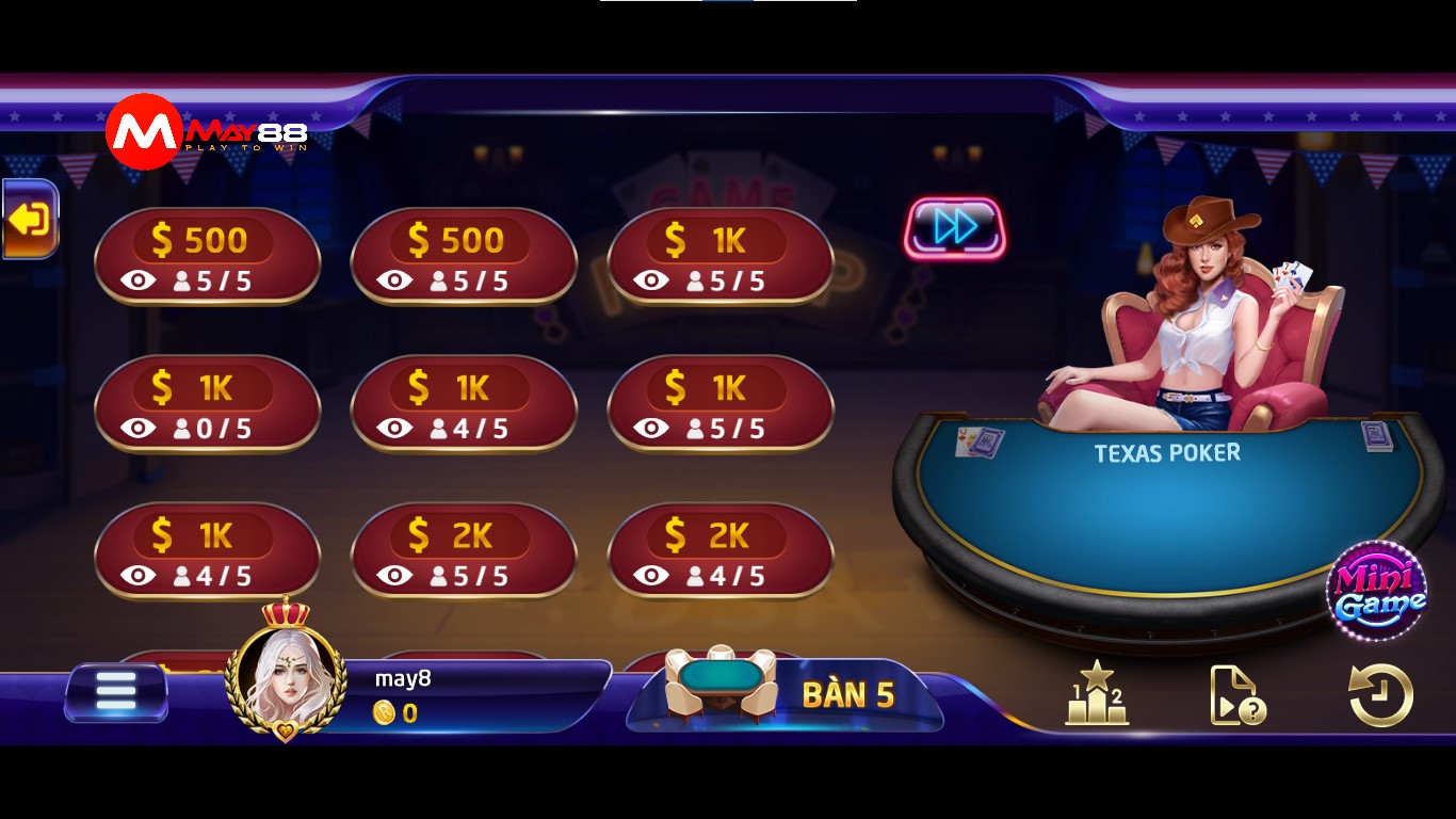 Texas Poker May88 có gì hot