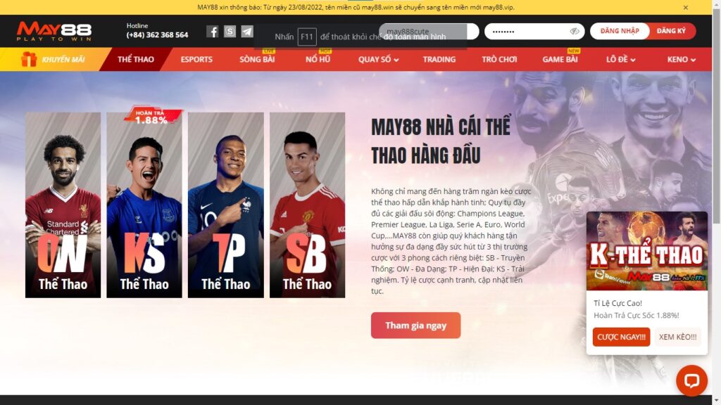 Top trò chơi cá cược thể thao hot nhất May88