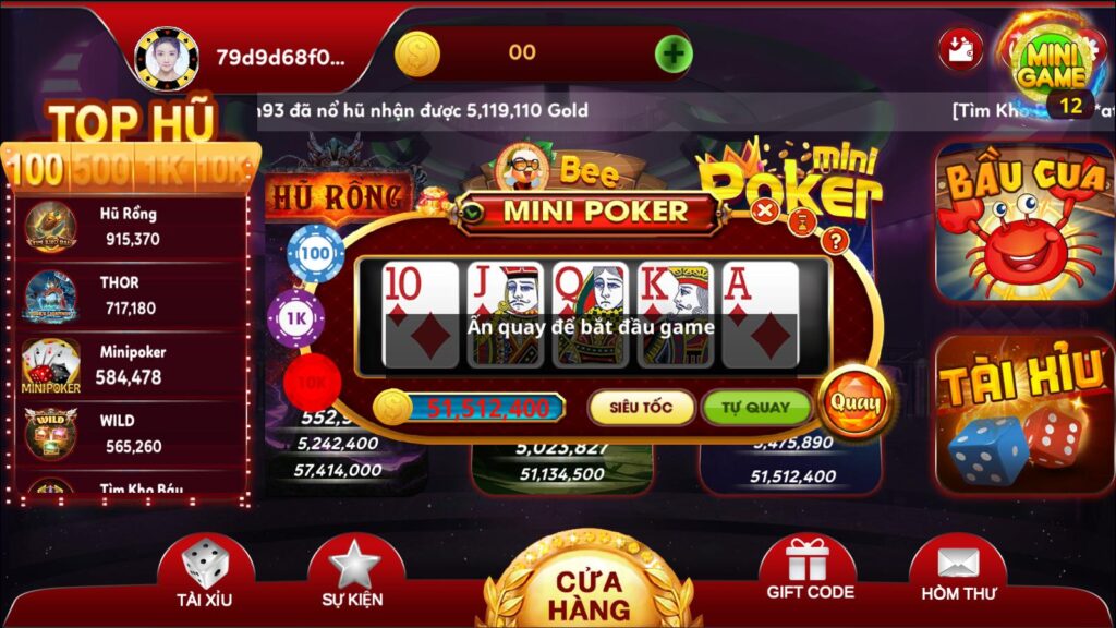 Chi tiết cách quay thưởng game Mini poker