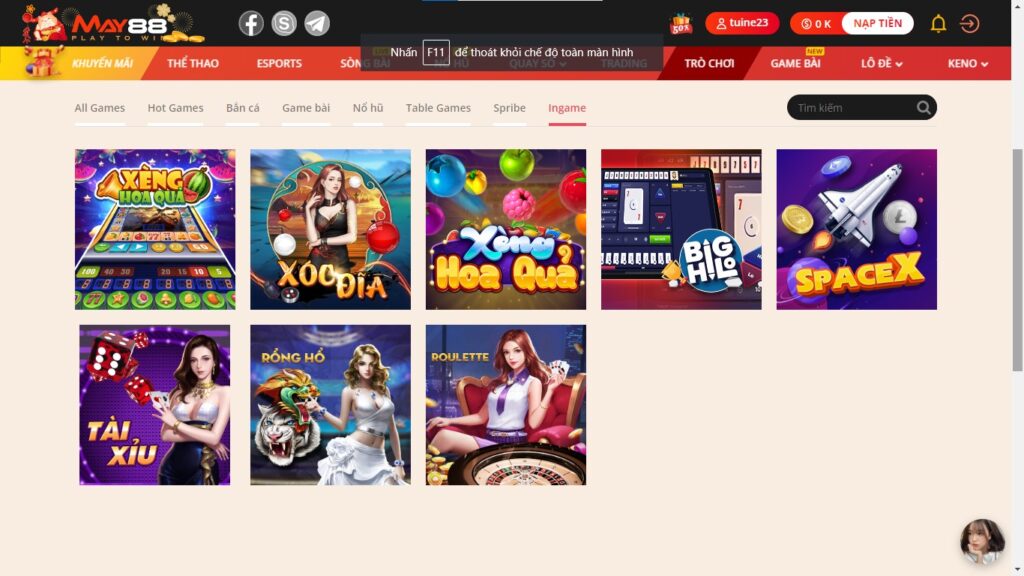 Top ingame mới ra mắt tại May88 Club