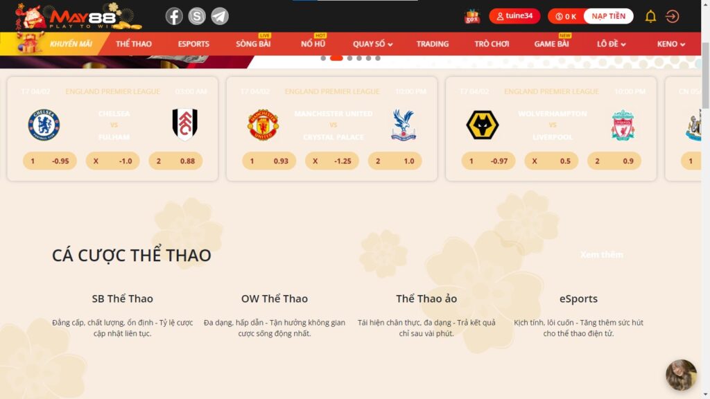 cá cược thể thao nhà cái May88