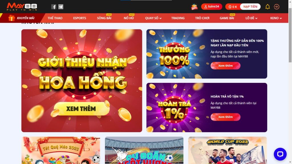 MAY88 KHUYẾN MÃI 100% LẦN NẠP ĐẦU TIÊN