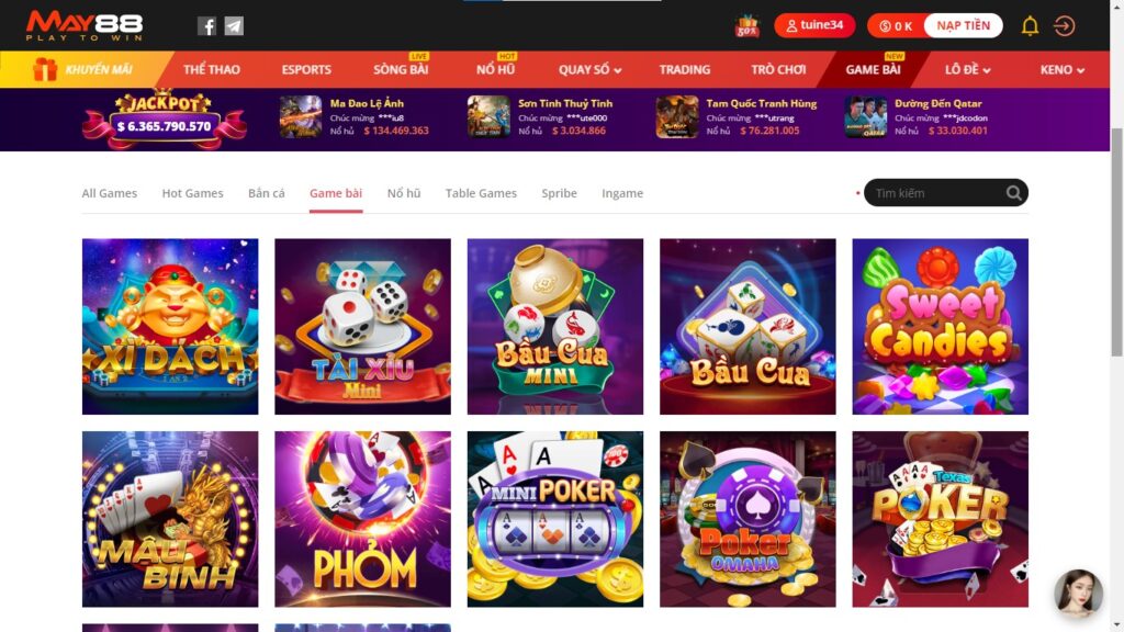 Nhà cái May88 hướng dẫn chơi game bài chi tiết